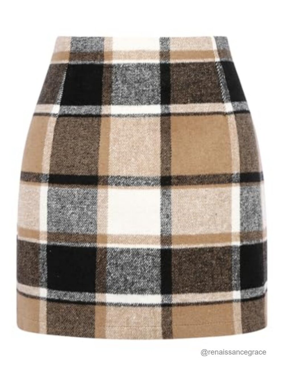 High Waist Plaid Bodycon Pencil Mini Skirt Wool Casual